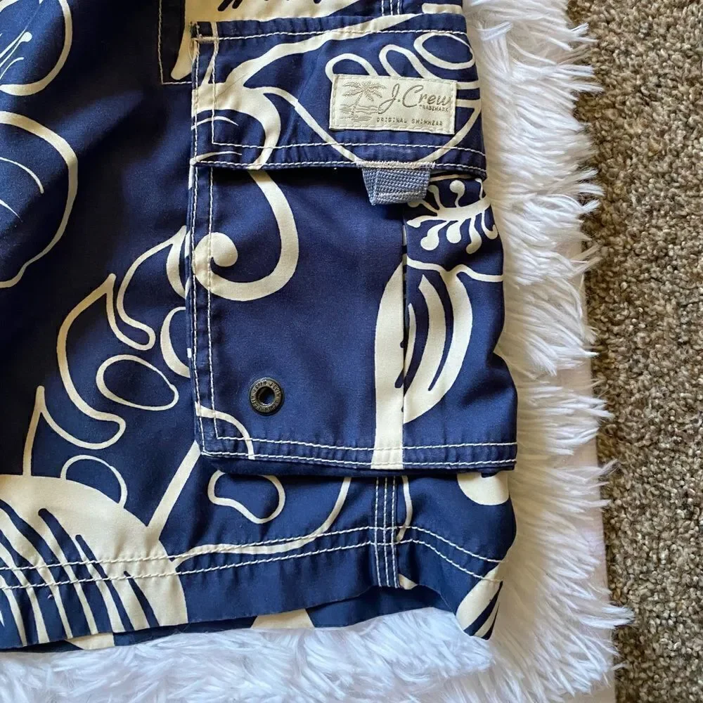 J. Crew‎ Board Shorts Swim Trunks Mens Size 34 Blue Floral